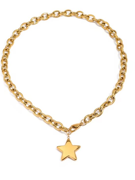 Jewelry - Star Necklace Waterproof Clasp In front Silver or Gold Chunky Chain Necklace